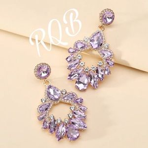 Lavender Crystal Sparkling Hoops